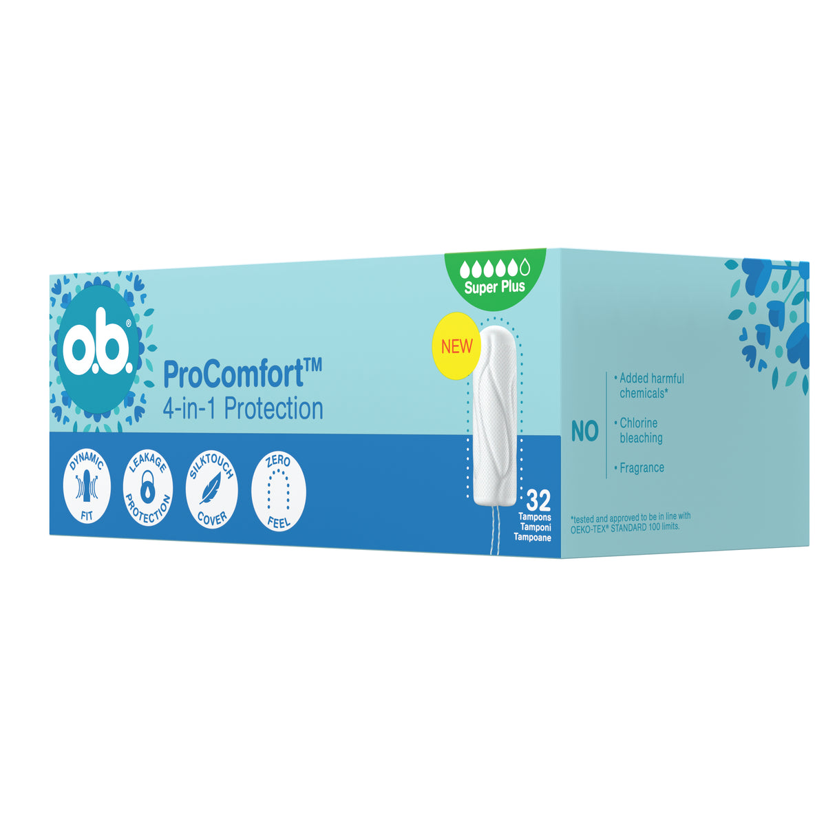 Tampons "ProComfort® Super Plus 32 Stück" – 4-in-1-Schutz von o.b.®