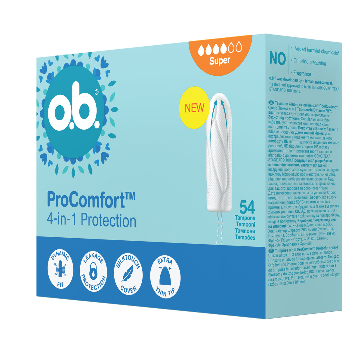 Tampons "ProComfort® Super 54 Stück" – 4-in-1-Schutz von o.b.®