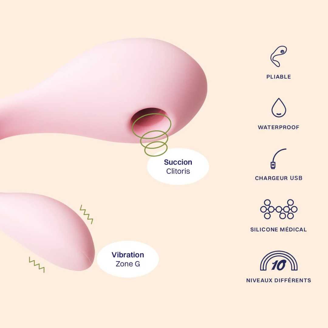"Coco Puissante" lay-on vibrator made of medical silicone - 19 cm (pink)
