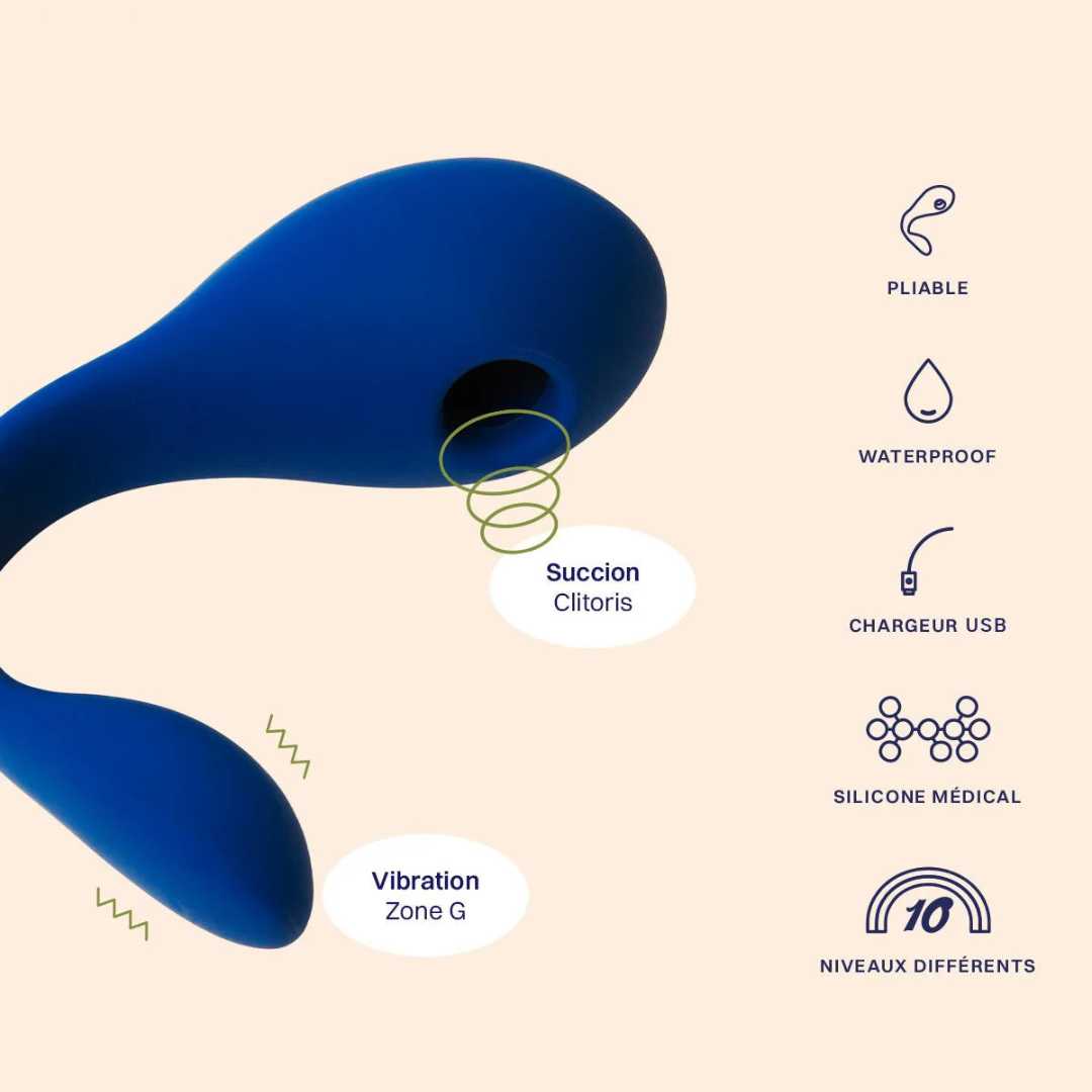 Vibrator "Coco" made of medical silicone - 19 cm (blue)