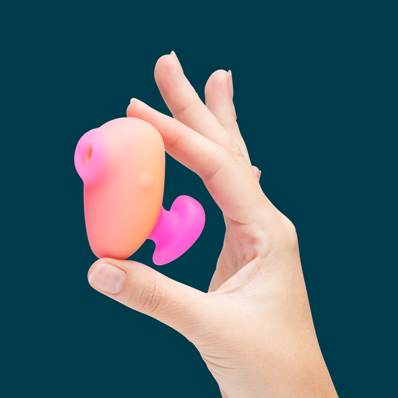 Silicone lay-on vibrator "Kiss" - with Pleasure Air technology 9.5 cm (pink)