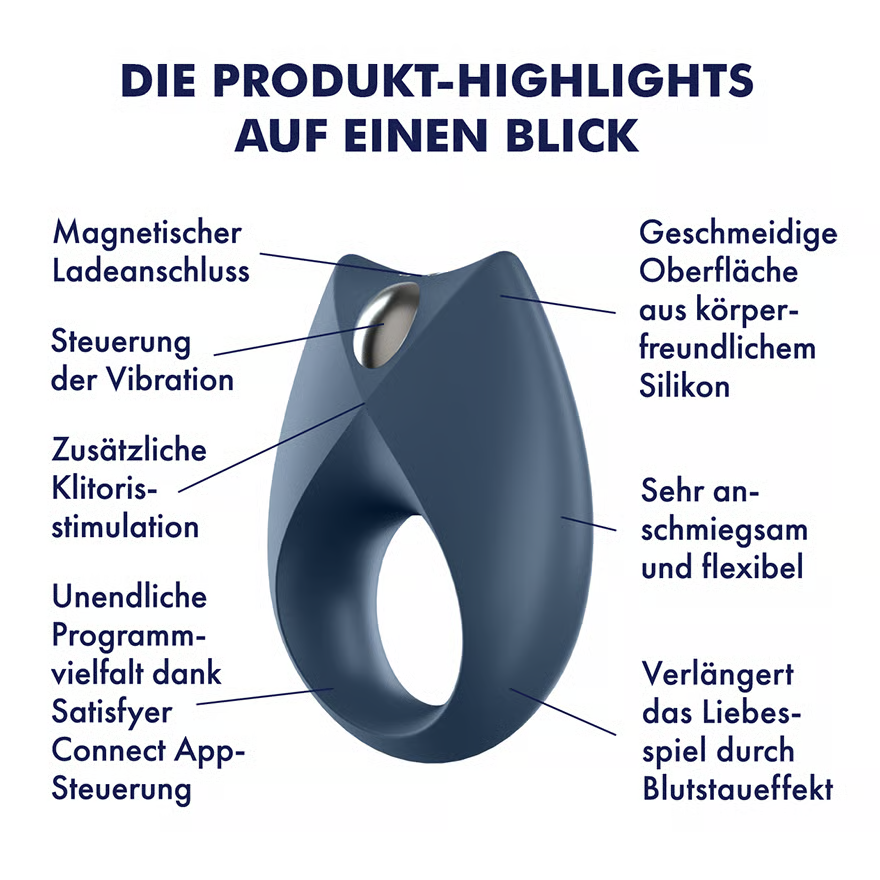 SATISFYER Penisring "Royal One Ring Vibrator" mit Vibration & App (blau)