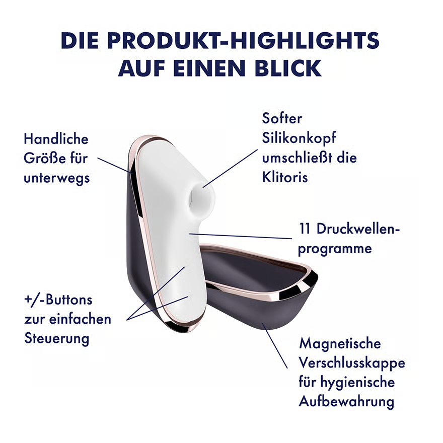 SATISFYER Auflegevibrator "Pro Traveler" - Airpulse-Technologie 10.7 cm (schwarz/weiss)