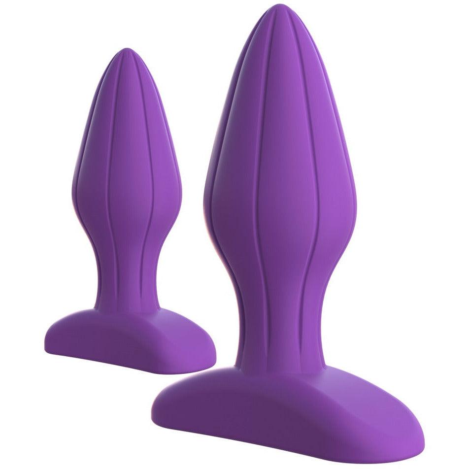 Analplugs mit Stimulationsrillen aus Silikon - im 2er Set (violett) - loveiu.ch