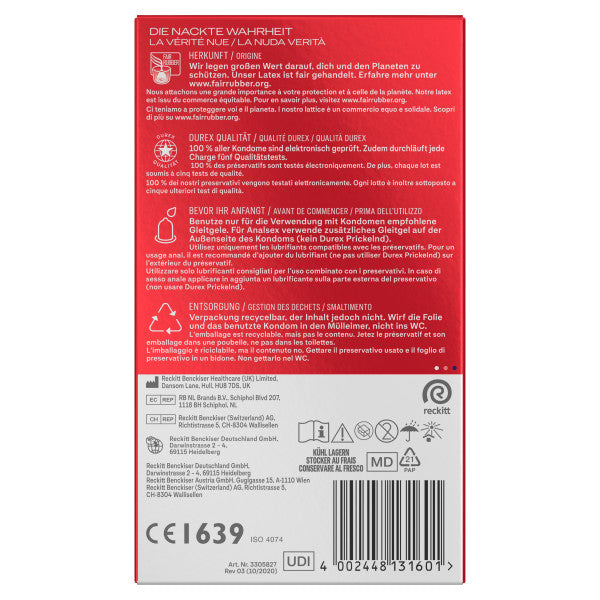 2-pack condoms "Gefühlsecht XXL" made of natural rubber latex (Ø 60 mm/2x10 pcs.) from Durex