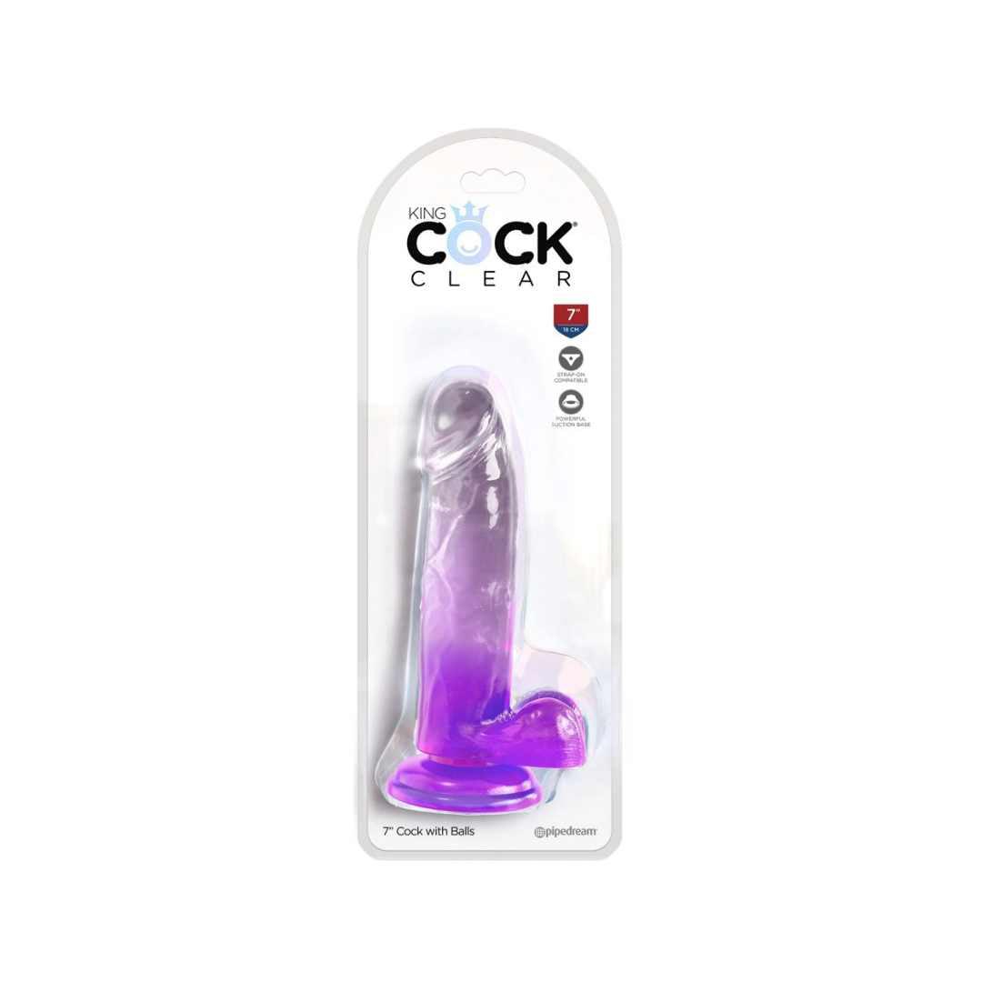 Dildo mit Hoden & Saugnapf - 22.2 cm (Lilaverlauf) - loveiu.ch