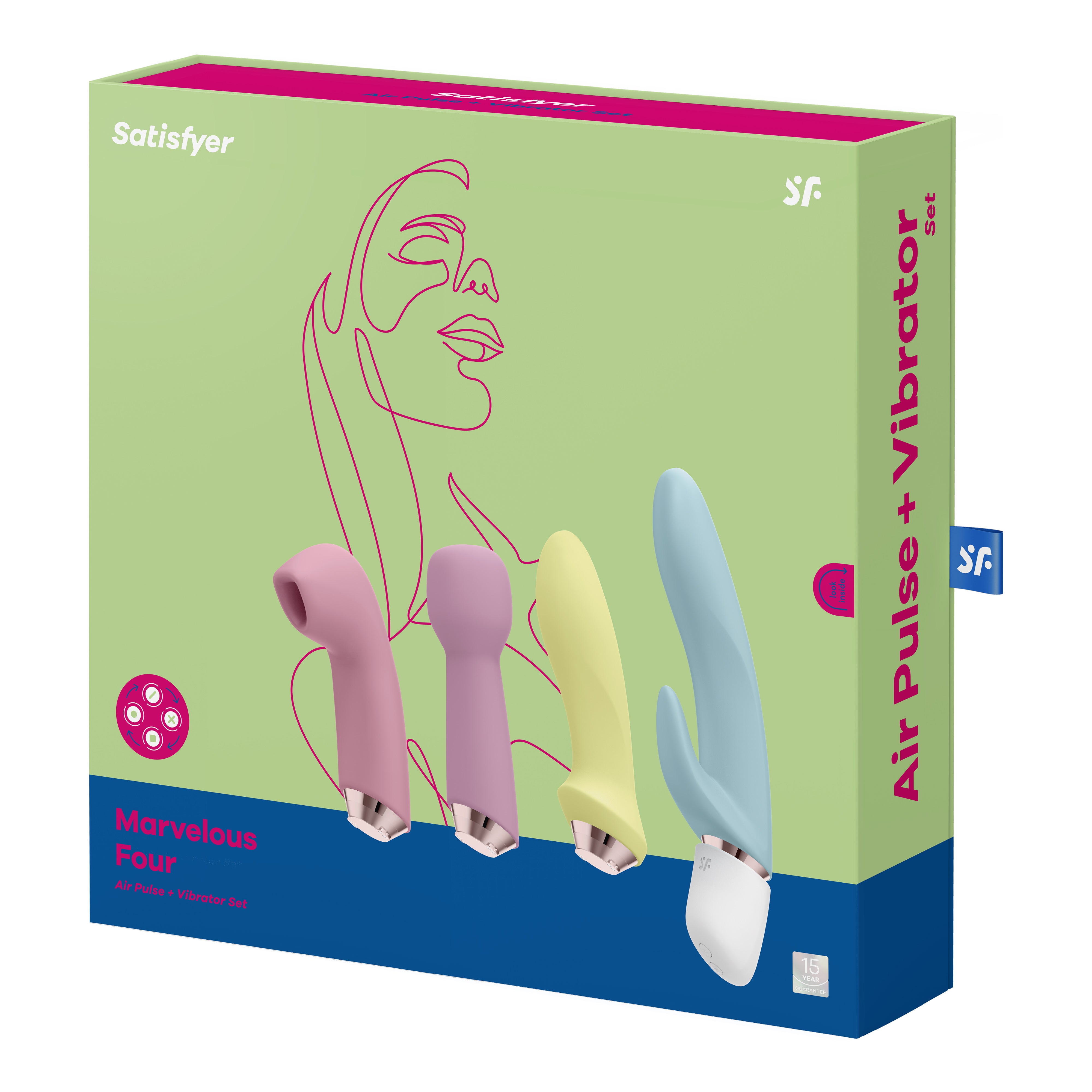SATISFYER "Marvelous Four Vibrator Set" - Airpulse Technology (pink/blue/yellow)