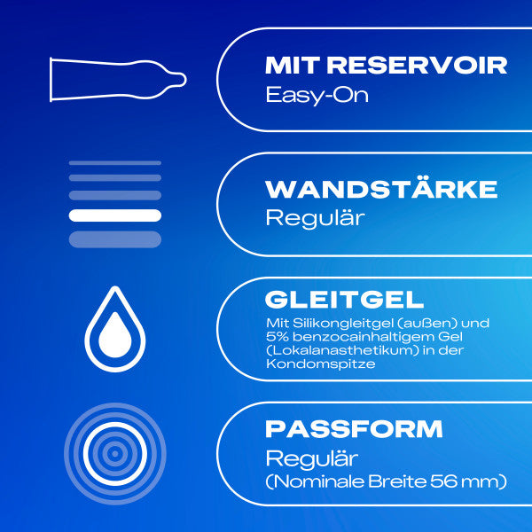 Kondome "Performa" Naturkautschuklatex - Verzögernd (56 mm/10 Stk.) von Durex