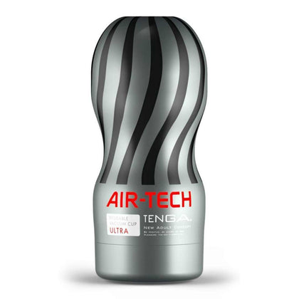 Grauer Masturbator mit schwarzem Streifenmuster, Aufschrift Air-Tech, Erotikspielzeug für Männer