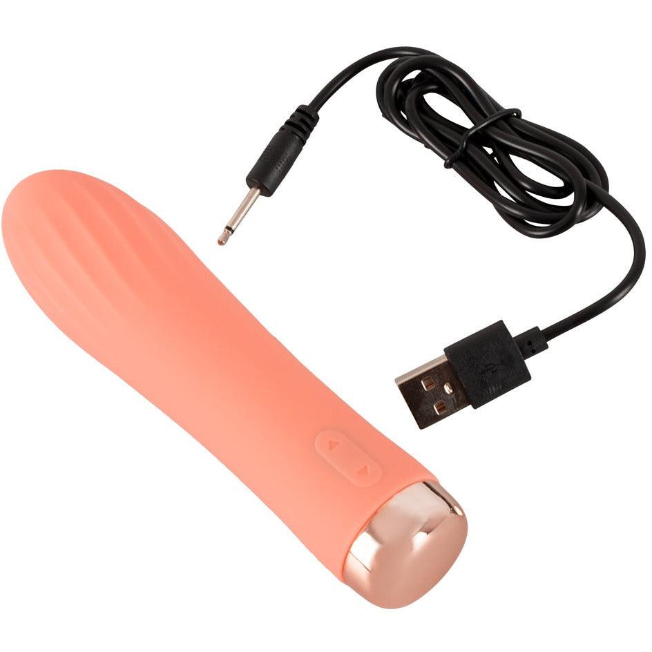 Mini Ribbed Vibrator peachy 13,6 cm - loveiu.ch