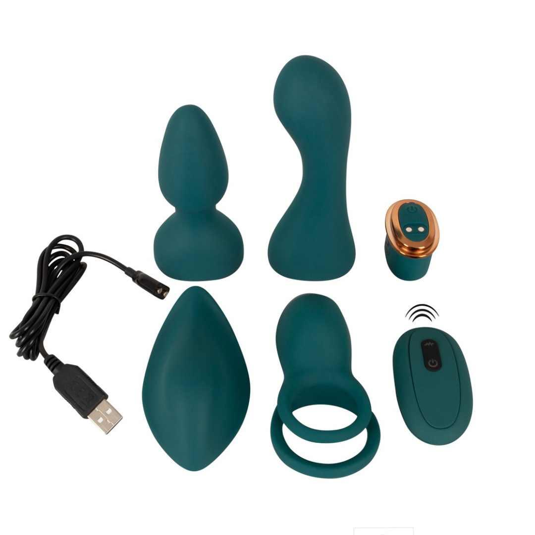 Minivibrator mit 4 Aufsätzen - mit Fernbedienung steuerbar 13.4 cm (grün) - loveiu.ch