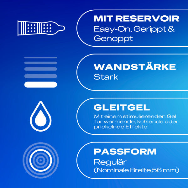 Kondome "Intense Orgasmic " mit Minzaroma & genoppter Oberfläche (Ø 56 mm/22 Stk.) von Durex