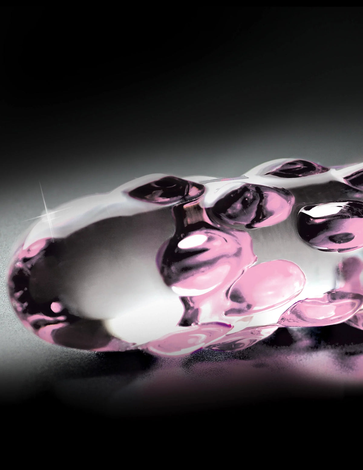 Glasdildo "No. 7" stimulierende Struktur - handgemachter Dildo 17.8 cm (transparent/rosa)