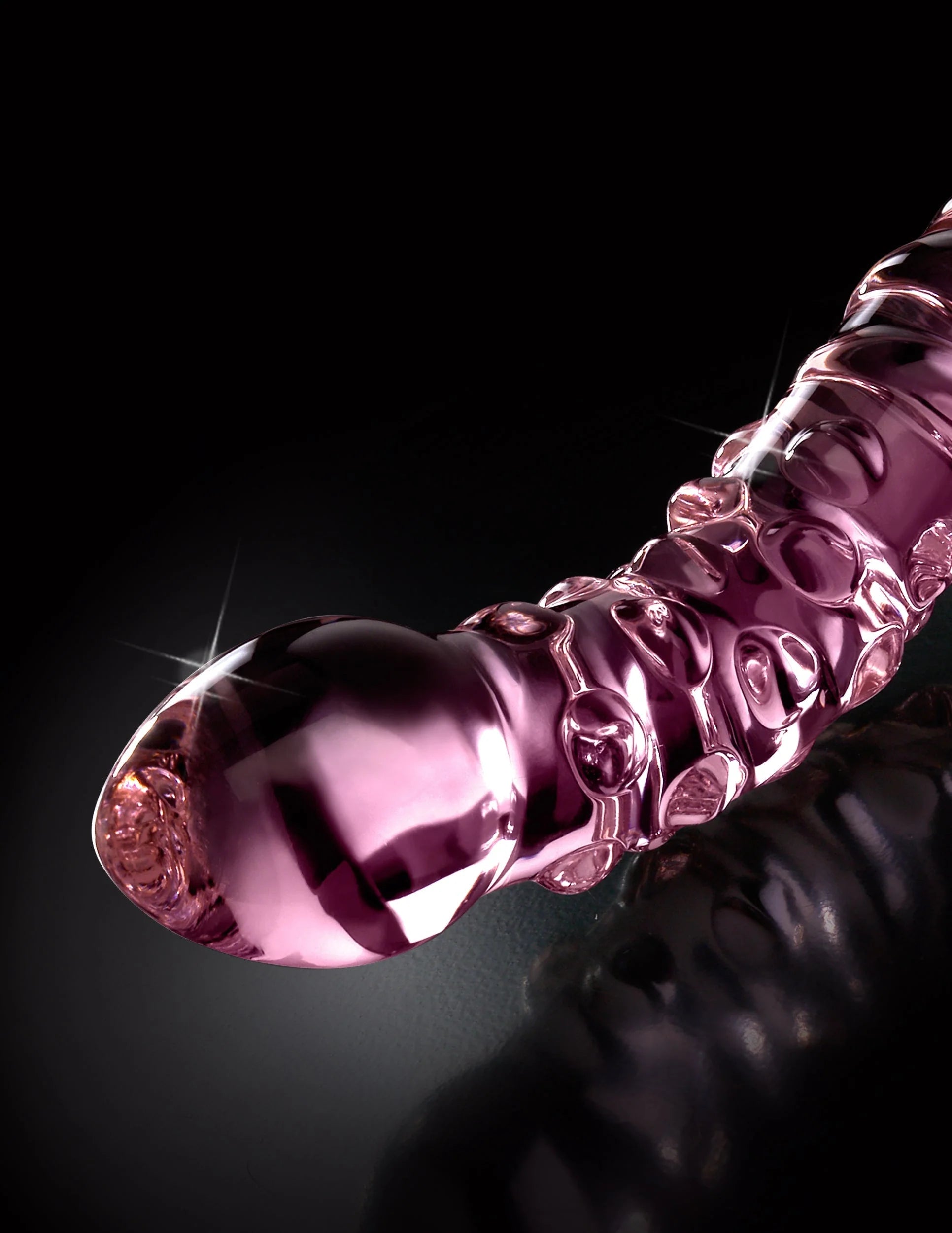 Glasdildo "No. 55" mit aufregender Reizstruktur - geschwungen 19.5 cm (pink)