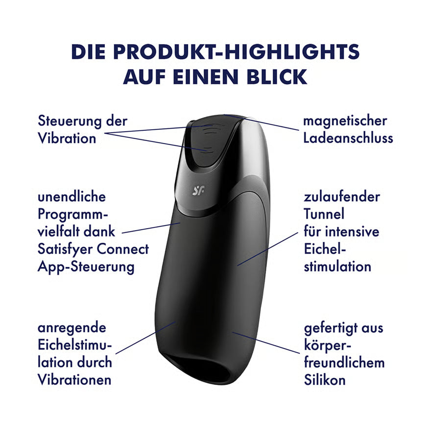 SATISFYER Masturbator "Men Vibration+" - Airpulse technology 16.5 cm (black)