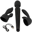 Stabvibrator mit 2 Aufsätzen aus Silikon - beweglicher Massagekopf 31.1 cm (schwarz) - loveiu.ch