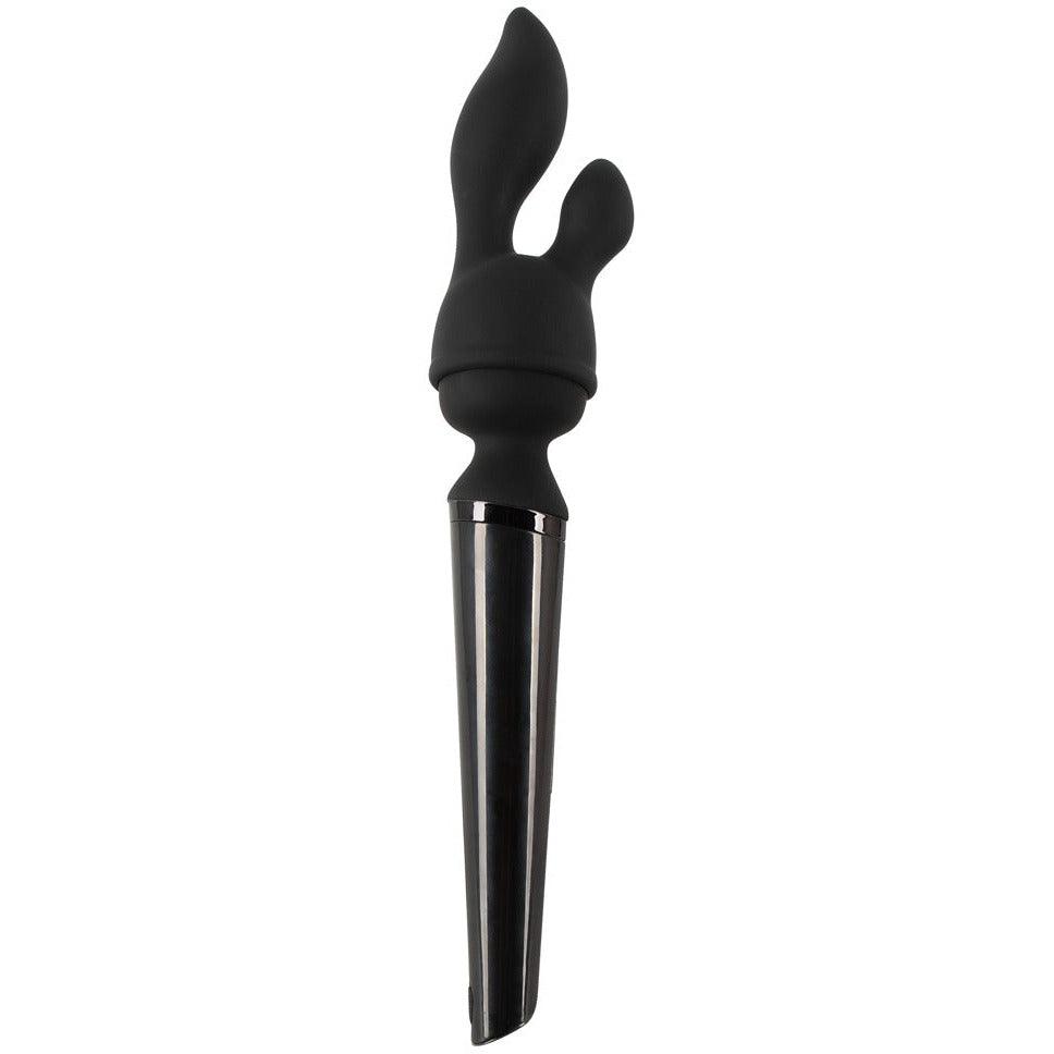 Stabvibrator mit 2 Aufsätzen aus Silikon - beweglicher Massagekopf 31.1 cm (schwarz) - loveiu.ch