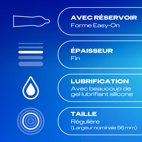 Préservatifs "Gefühlsecht Extra Feucht" en latex de caoutchouc naturel (56 mm/10 pcs.) de Durex